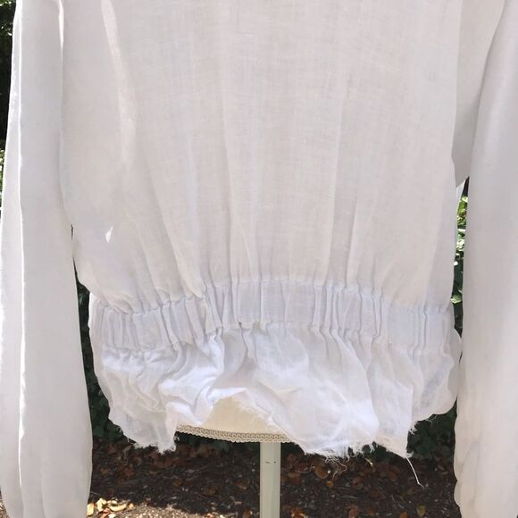 Stateside mixed media zip up classic white hoodie - Picture 3 of 4